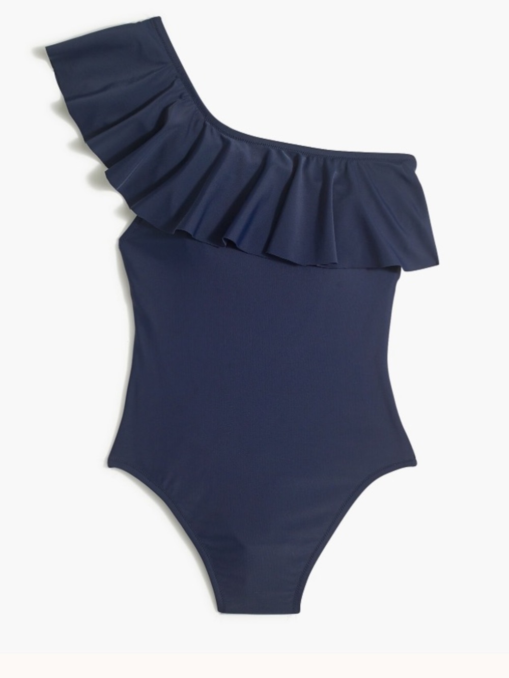 J.Crew Factory Navy Blue Ruffle One Shoulder One Piece Swimsuit Size Medium